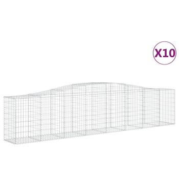 10 db íves horganyzott vas gabion kosár 400x50x80/100 cm