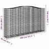 6 db íves horganyzott vas gabion kosár 400x50x220/240 cm