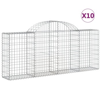 10 db íves horganyzott vas gabion kosár 200x30x80/100 cm