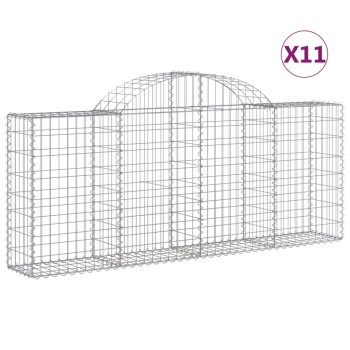 11 db íves horganyzott vas gabion kosár 200x30x80/100 cm