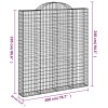 2 db íves horganyzott vas gabion kosár 200x30x220/240 cm