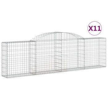 11 db íves horganyzott vas gabion kosár 300x30x80/100 cm