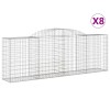 8 db íves horganyzott vas gabion kosár 300 x 50 x 100/120 cm