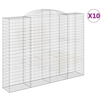 10 db íves horganyzott vas gabion kosár 300x50x220/240 cm