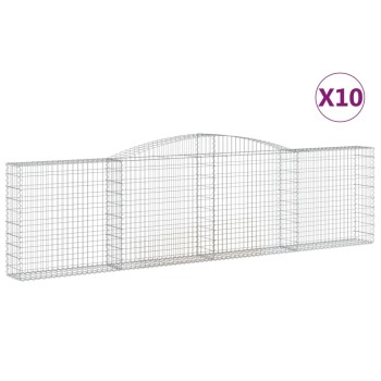 10 db íves horganyzott vas gabion kosár 400x30x100/120 cm