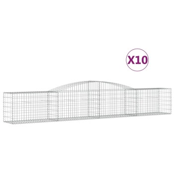 10 db íves horganyzott vas gabion kosár 400x50x60/80 cm