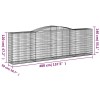 6 db íves horganyzott vas gabion kosár 400x50x120/140 cm