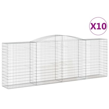 10 db íves horganyzott vas gabion kosár 400x50x140/160 cm