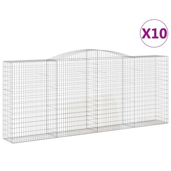 10 db íves horganyzott vas gabion kosár 400x50x160/180 cm