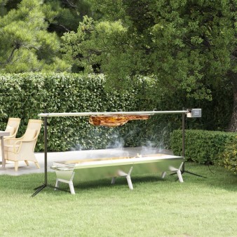 Ezüstszínű rozsdamentes acél grilltálca 158 x 42 x 31 cm
