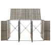 Szürke polyrattan hármas kerekeskuka tárolófészer 207x80x117 cm