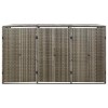 Szürke polyrattan hármas kerekeskuka tárolófészer 207x80x117 cm