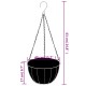 4 db fekete acél függő növénytartó kókusz béléssel ø 40x63 cm