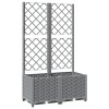 Világosszürke pp rácsos kerti ültetőláda 80 x 40 x 136 cm