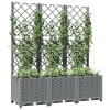 Világosszürke pp rácsos kerti ültetőláda 120 x 40 x 136 cm