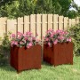 2 db rozsda színű corten acél növénytartó lábbal 30x30x30 cm