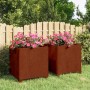 2 db rozsda színű corten acél növénytartó lábbal 40x40x40 cm