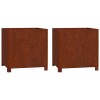 2 db rozsda színű corten acél növénytartó lábbal 50x50x50 cm