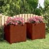 2 db rozsda színű corten acél növénytartó lábbal 50x50x50 cm