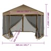 Tópszínű összecsukható pavilon oldalfalakkal 3,6x3,1 m 220 g/m²