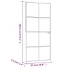 Fehér edzett üveg és alumínium vékony beltéri ajtó 93x201,5 cm