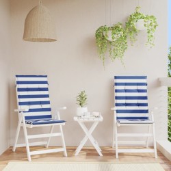 2 db kék-fehér csíkos szövet magas háttámlás székpárna