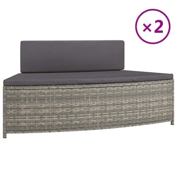 2 db szürke polyrattan pezsgőfürdő pad párnával