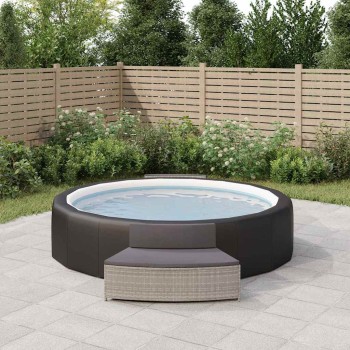 2 db szürke polyrattan pezsgőfürdő pad párnával