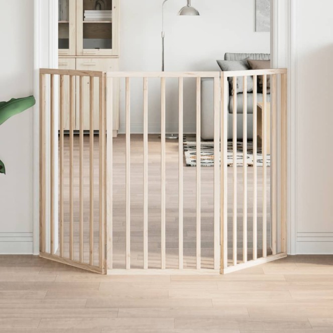 Összecsukható kutyakapu 3 panelből, 150 cm, nyárfa Összecsukható kutyakapu 3 panelből, 150 cm, nyárfa