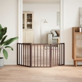 Barna nyárfa 3 paneles összecsukható kutyakapu 150 cm