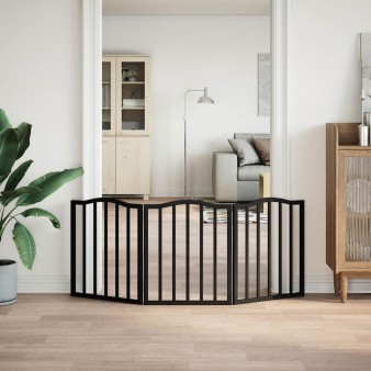 Fekete nyárfa 3 paneles összecsukható kutyakapu 150 cm