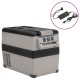 Fekete-szürke pp-pe hűtőláda fogantyúval és adapterrel 35 l