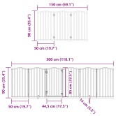 Fekete nyárfa 12 paneles összecsukható kutyakapu ajtóval 600 cm Fekete nyárfa 12 paneles összecsukható kutyakapu ajtóval 600 cm