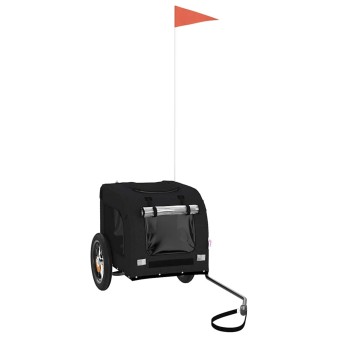Fekete oxford szövet és vas kisállatszállító kerékpár-utánfutó