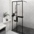 Fekete esg üveg és alumínium zuhanyfal polccal 80 x 195 cm