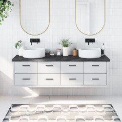 Sötétszürke kezelt tömör fa fürdőszobai pult 180 x 50 x 6 cm