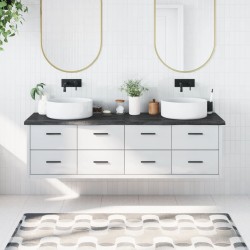 Sötétszürke kezelt tömör fa fürdőszobai pult 180 x 60 x 4 cm