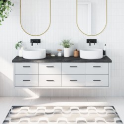 Sötétszürke kezelt tömör fa fürdőszobai pult 180 x 60 x 6 cm