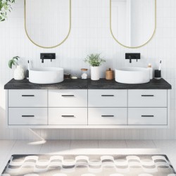 Sötétszürke kezelt tömör fa fürdőszobai pult 200 x 50 x 6 cm