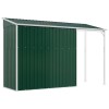 Zöld kerti fészer meghosszabbított tetővel 277x107x181 cm
