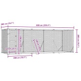 Ezüstszínű kültéri horganyzott acél kutyakennel 6x2x2 m Ezüstszínű kültéri horganyzott acél kutyakennel 6x2x2 m