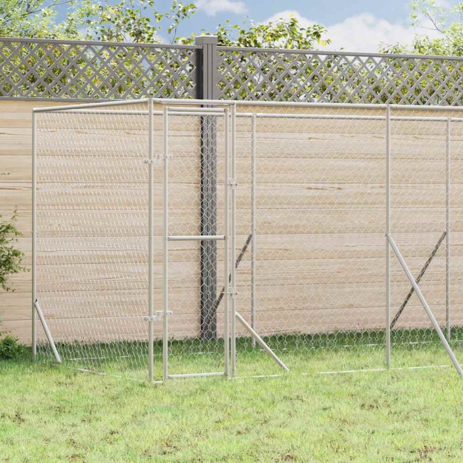 Ezüstszínű kültéri horganyzott acél kutyakennel 6x2x2 m Ezüstszínű kültéri horganyzott acél kutyakennel 6x2x2 m