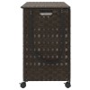 Sötétbarna rattan szennyeskosár kerekekkel 66x35x60 cm