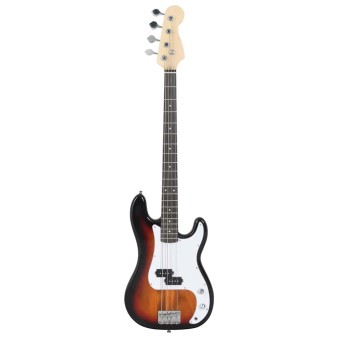 Barna és fehér elektromos basszusgitár kezdőknek tokkal 4/4 46"