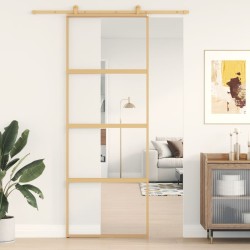 Aranyszínű átlátszó esg üveg és alumínium tolóajtó 76 x 205 cm