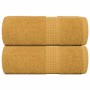 2 db arany színű frogn mintás mosdótörölköző 30 x 30 cm 360 g/m²