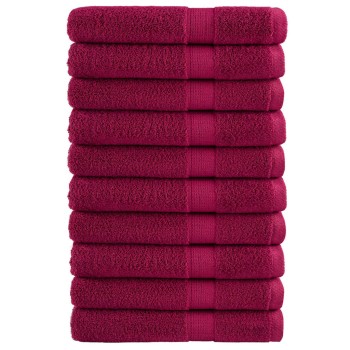 10 db prémium solund törölköző bordó 100 x 200 cm 600 g/m²