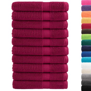 10 db prémium solund törölköző bordó 100 x 200 cm 600 g/m²