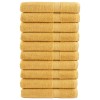 10 db prémium solund törölköző arany 100 x 200 cm 600 g/m²