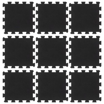 9 db fekete gumi padlólap 16 mm 30 x 30 cm
